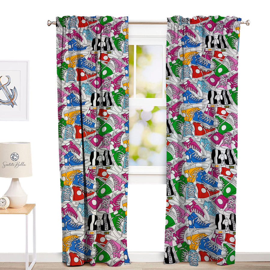 Juego De 2 Cortinas Infantil 150x210 Diseño Championes - SentiteBella.uy