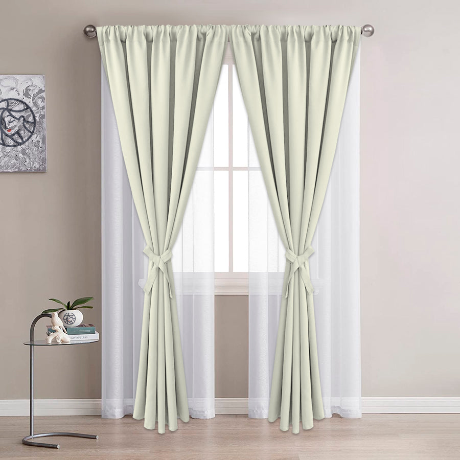 Juego De Cortinas En Tela Enila 2 Paños Dobles - Varios Tamaños - SentiteBella.uy