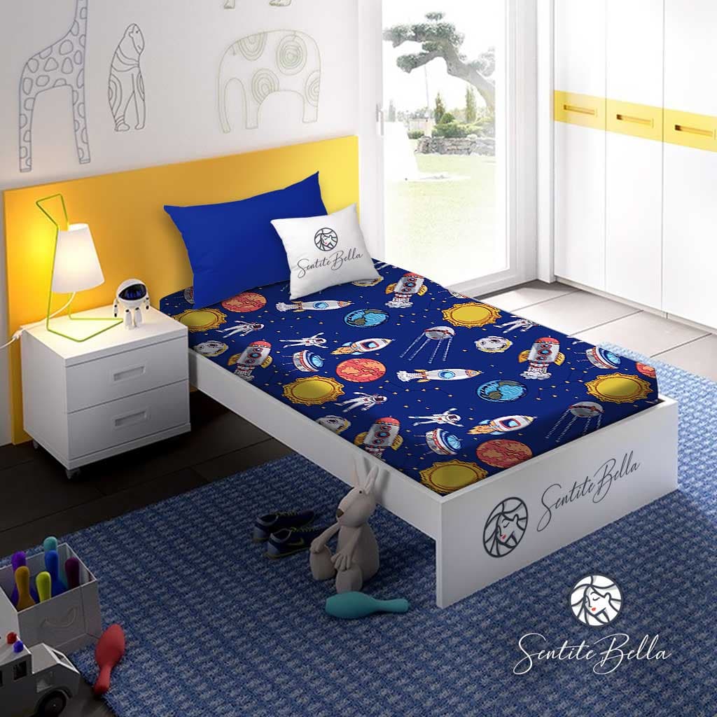 Juego de Sábanas Infantil Espacio - 1 Plaza - SentiteBella.uy