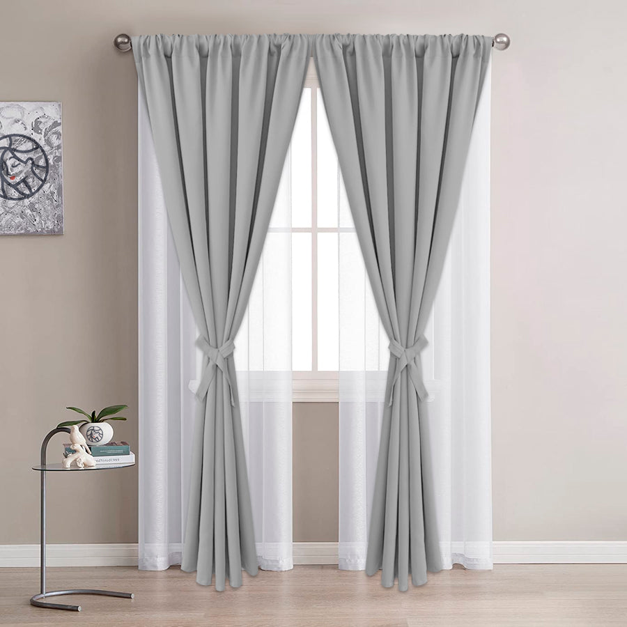 Juego De Cortinas En Tela Enila 2 Paños Dobles - Varios Tamaños - SentiteBella.uy