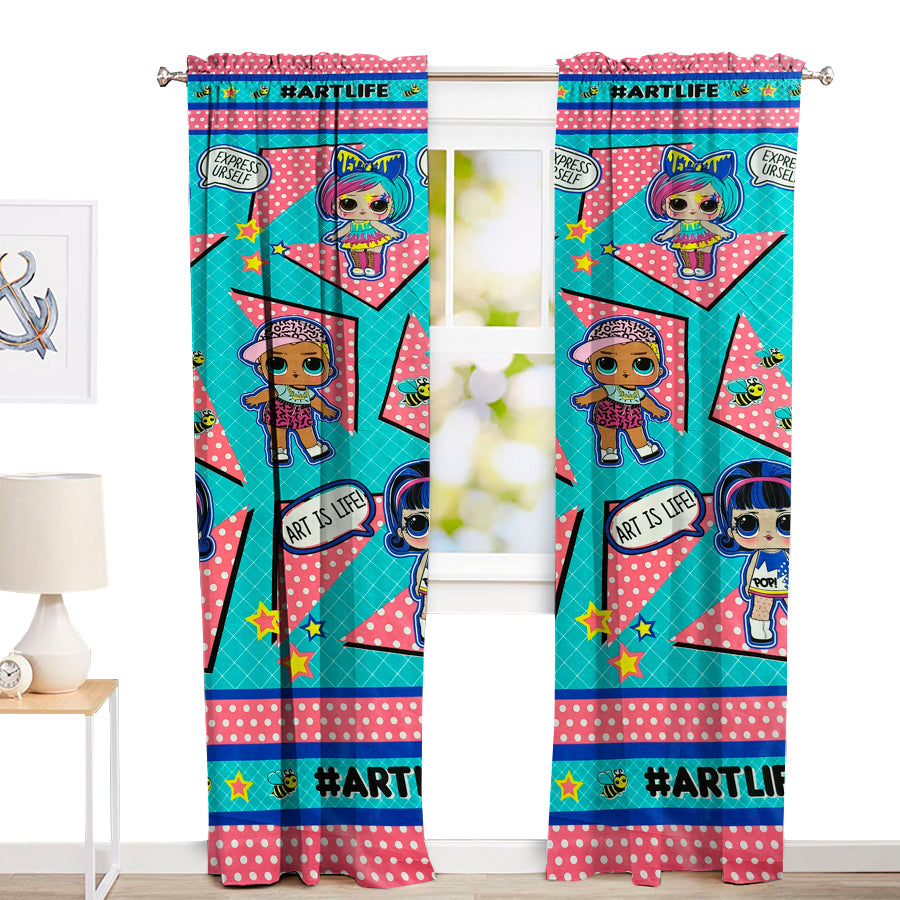 Juego De 2 Cortinas Infantil 150x210 Diseño LOL - SentiteBella.uy