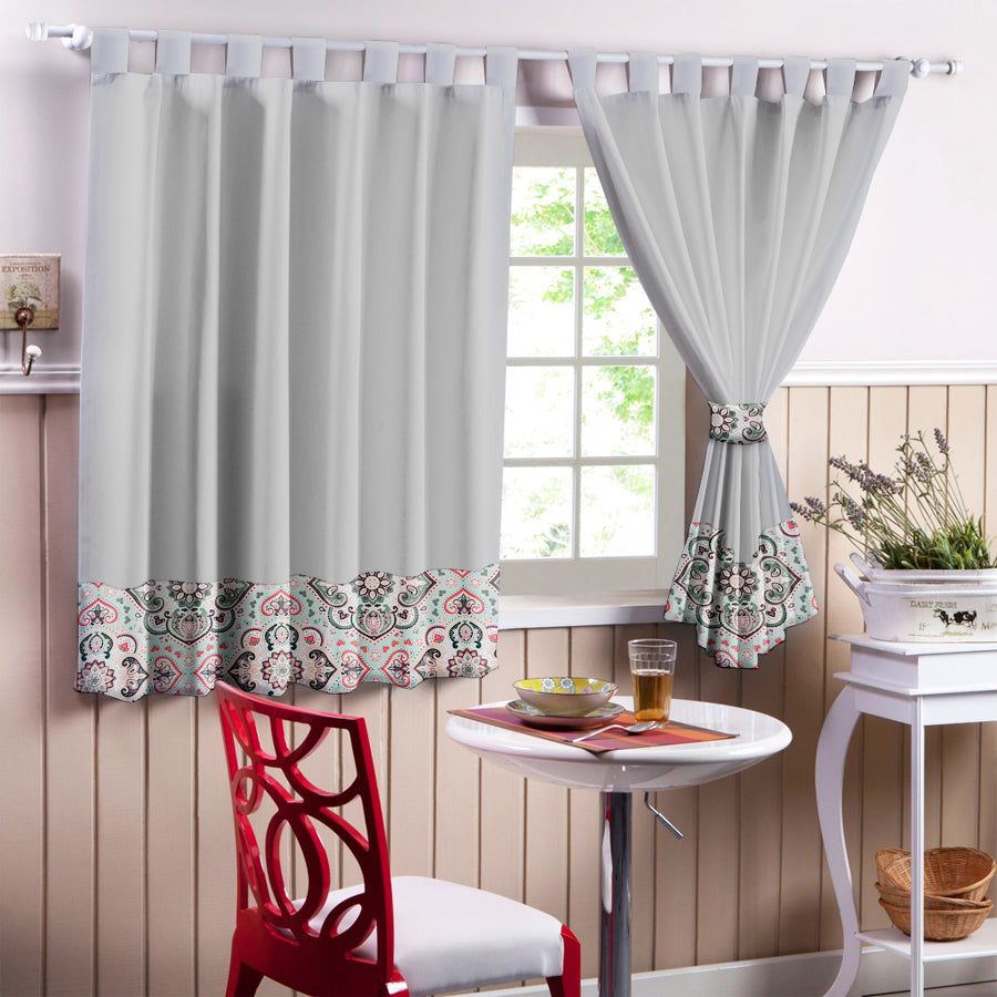 Juego De 2 Cortinas Cocina En Tela Panama con Diseño 150x150 - SentiteBella.uy