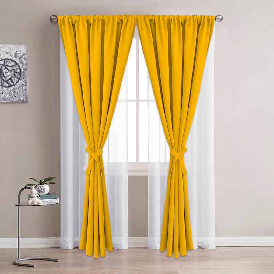 Juego De Cortinas En Tela Enila 2 Paños Dobles - Varios Tamaños - SentiteBella.uy