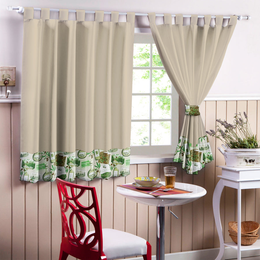 Juego De 2 Cortinas Cocina En Tela Panama con Diseño 150x150 - SentiteBella.uy