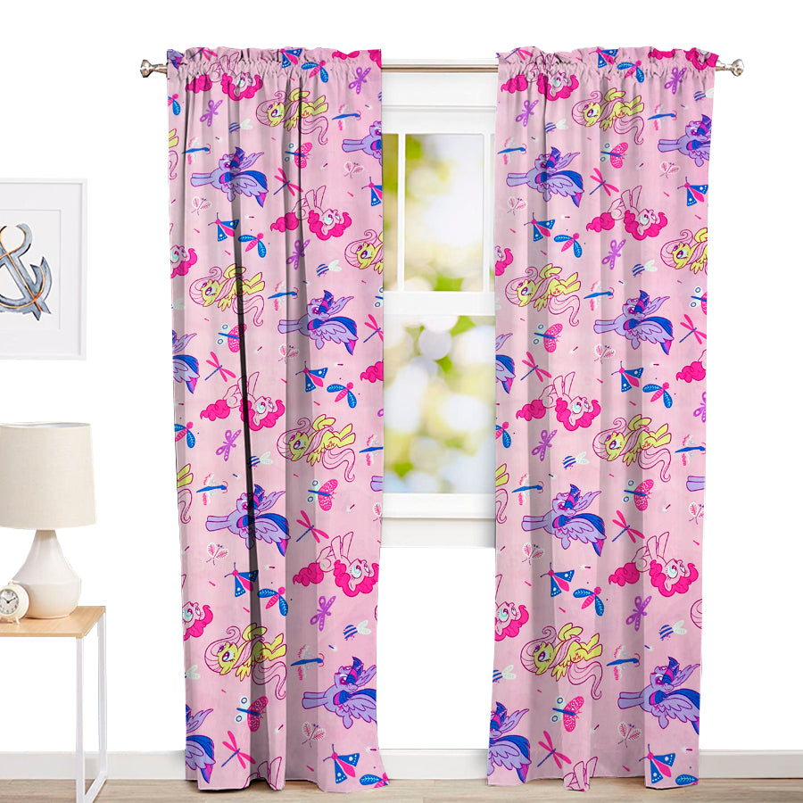 Juego De 2 Cortinas Infantil 150x210 Diseño Mi Pequeño Pony - SentiteBella.uy