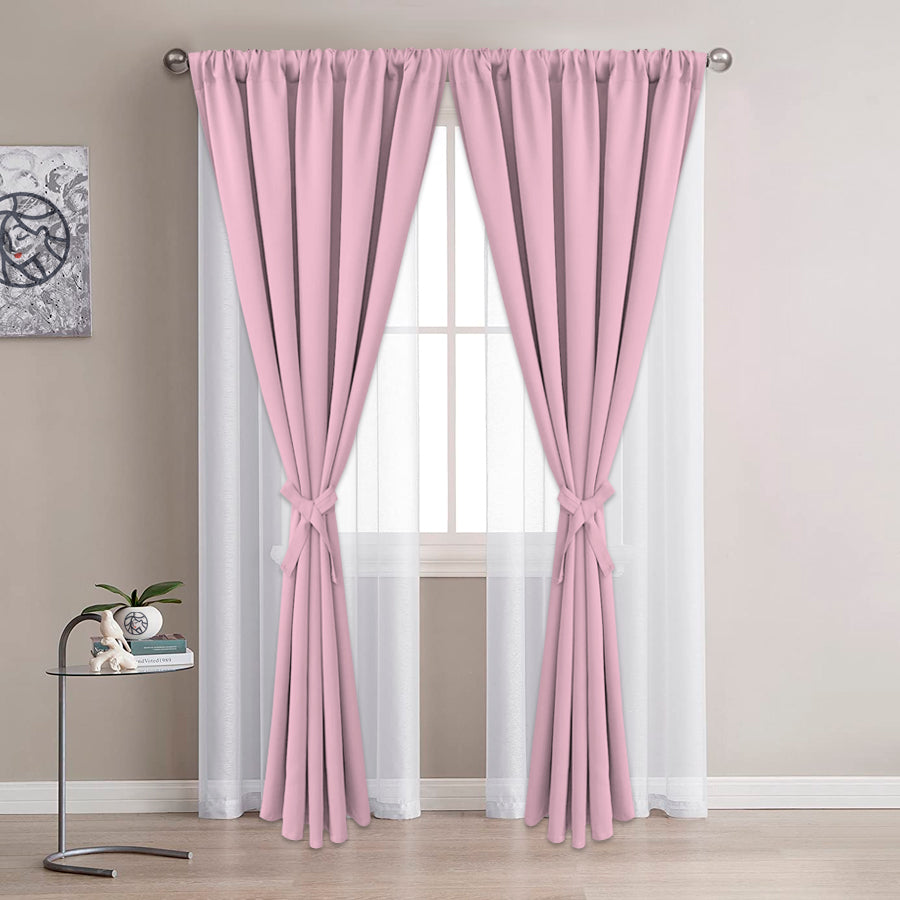 Juego De Cortinas En Tela Enila 2 Paños Dobles - Varios Tamaños - SentiteBella.uy