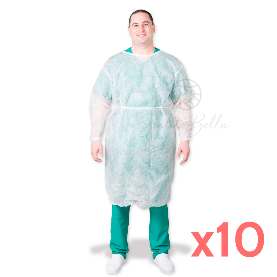 Tunicas Bata Descartable Sobre Tunica Tnt Pack X 10 - SentiteBella.uy