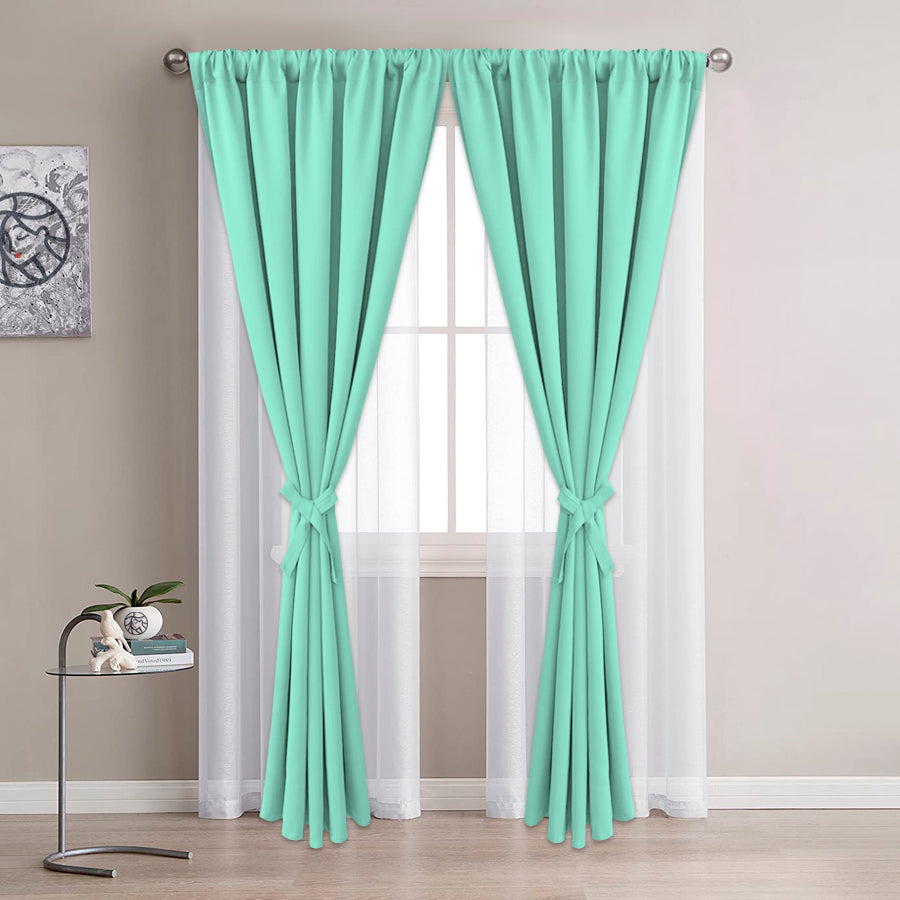 Juego De Cortinas En Tela Enila 2 Paños Dobles - Varios Tamaños - SentiteBella.uy